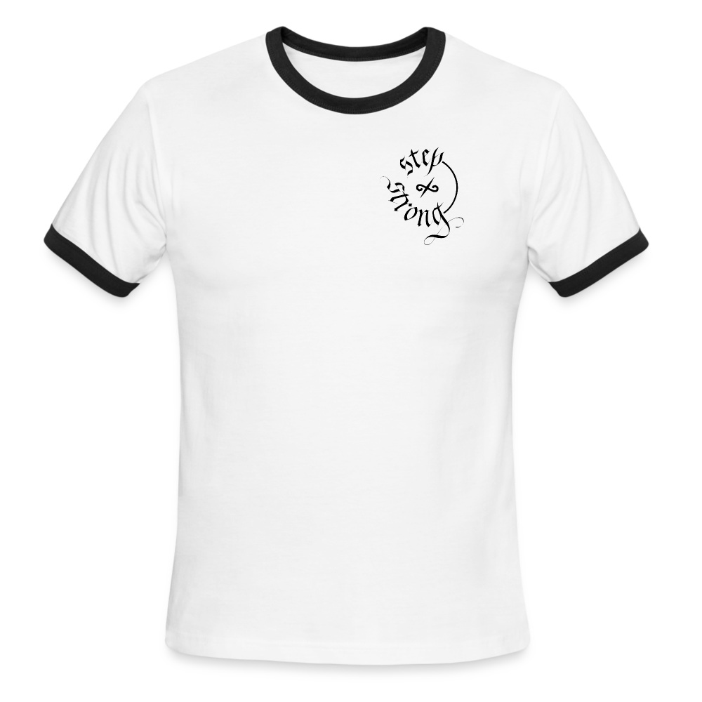 Step Strong Men's Ringer T-Shirt - white/black